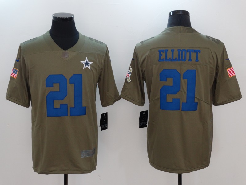 Men's Dallas Cowboys Ezekiel Elliott #21 Brown Team Jersey